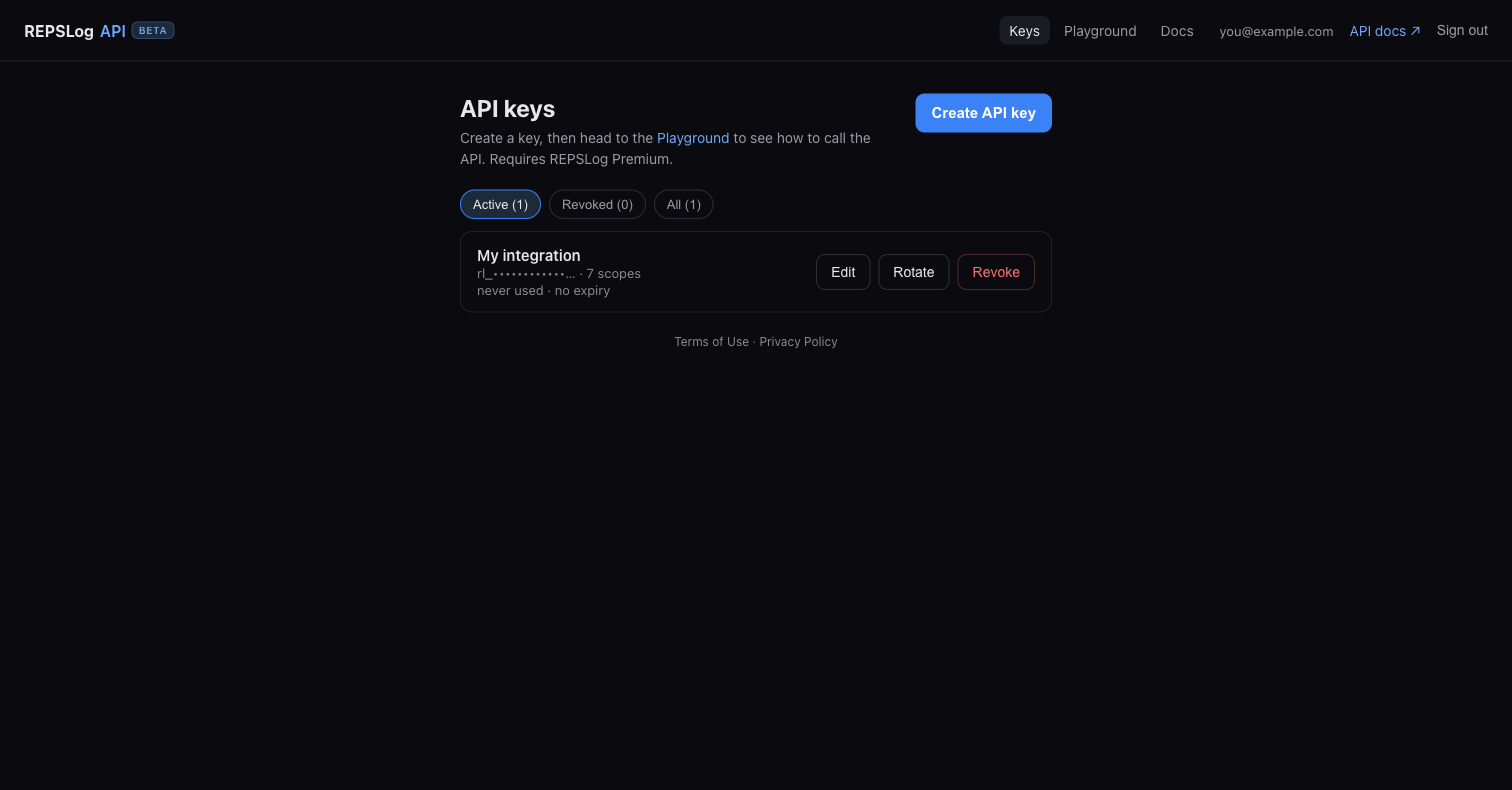 Developer Portal — create an API key